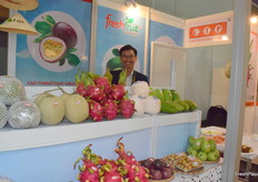 A sales representative at Freshfruit booth.